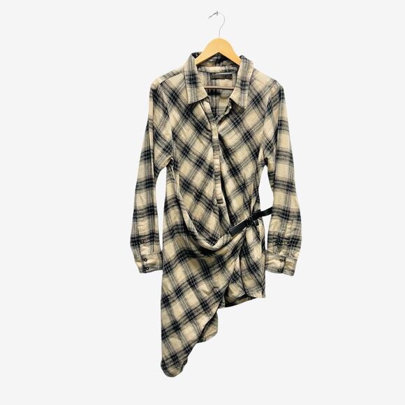 Nicholas K Pierre Plaid Asymmetrical Shirt Women’s Size Large - Picture 3 of 12